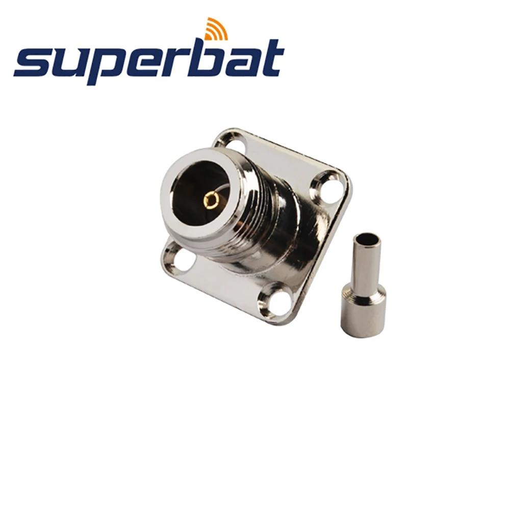 Superbat N Female Panel Mount 4-hole Crimp RF Coaxial Connector for Cable RG174 RG188A RG316 LMR100