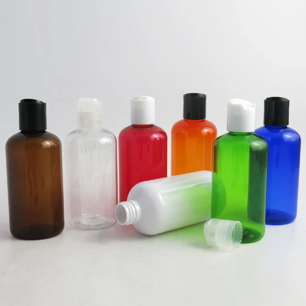 24 x 220ml 220cc Amber White Blue Green Red Orange Clear Body Wash Shampoo Plastic Lotion Bottles Containers with Disk Cap