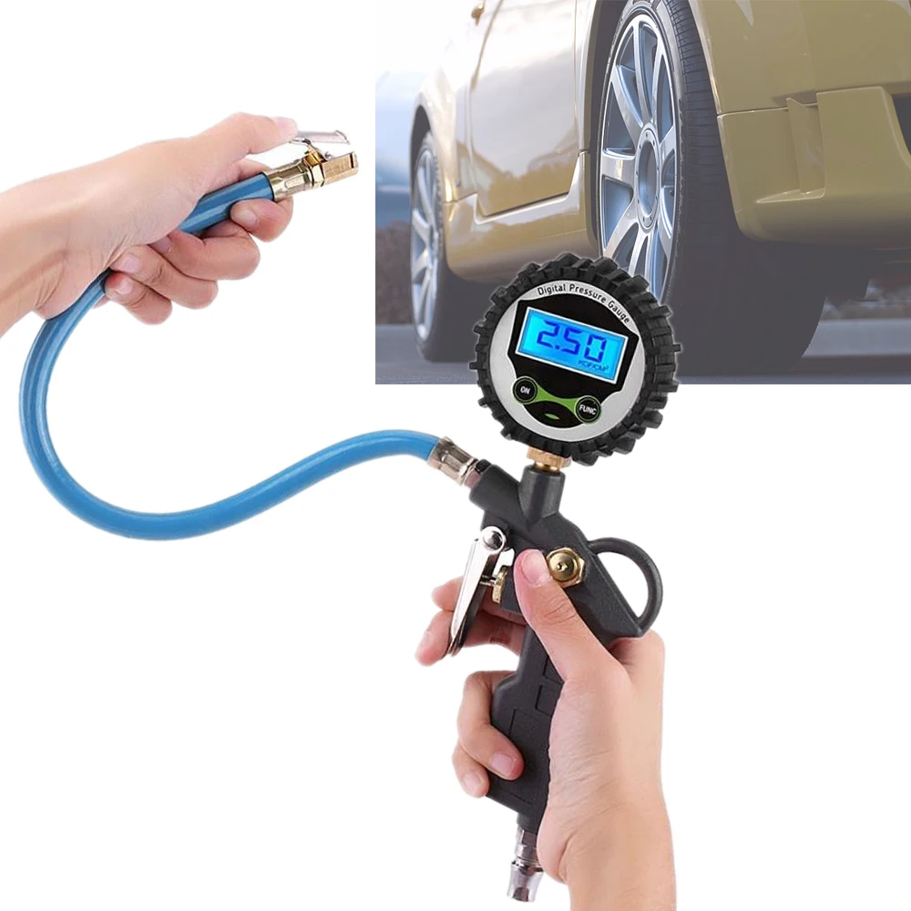 Car Vehicle Digital Air Tire Pressure Truck LCD Inflator Gauge Dial Meter Tester Manometer Measuring Instruments