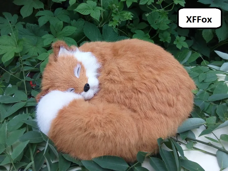 big real life brown fox model plastic&furs simulation sleeping fox gift about 27x12x27cm xf1790