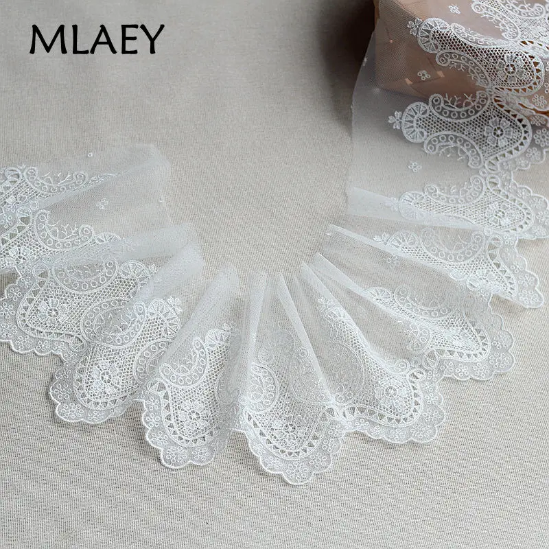 MLAEY 2y/lot Exquisite Embroidered Lace Trim,off white Lace Fabric ,Quality Lace Ribbon DIY Craft&Sewing Dress Clothing Accessor