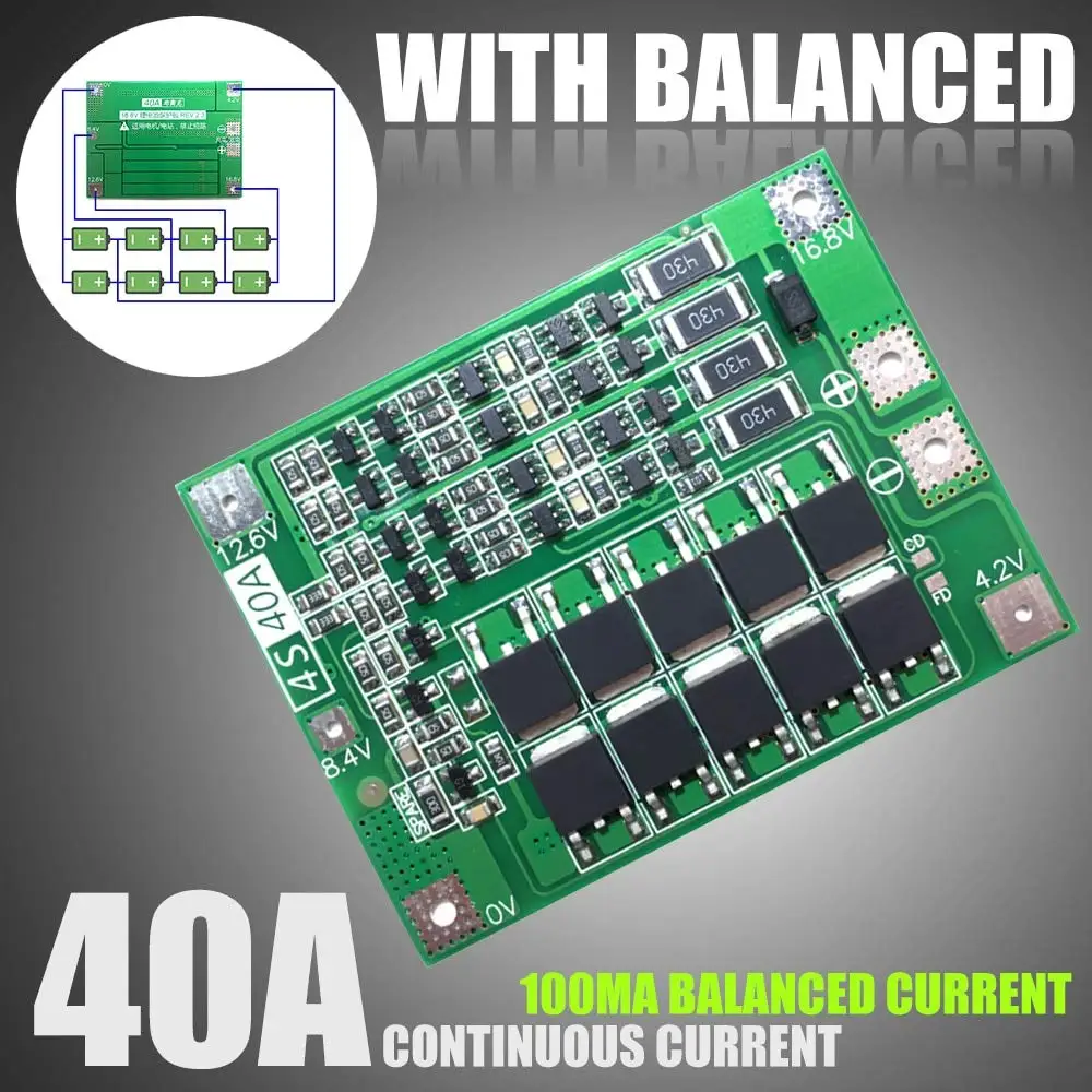 4S 40A Li-ion Lithium Battery Protection Board 18650 Charger PCB BMS For Drill Motor 14.8V 16.8V Enhance/Balance Version diy kit