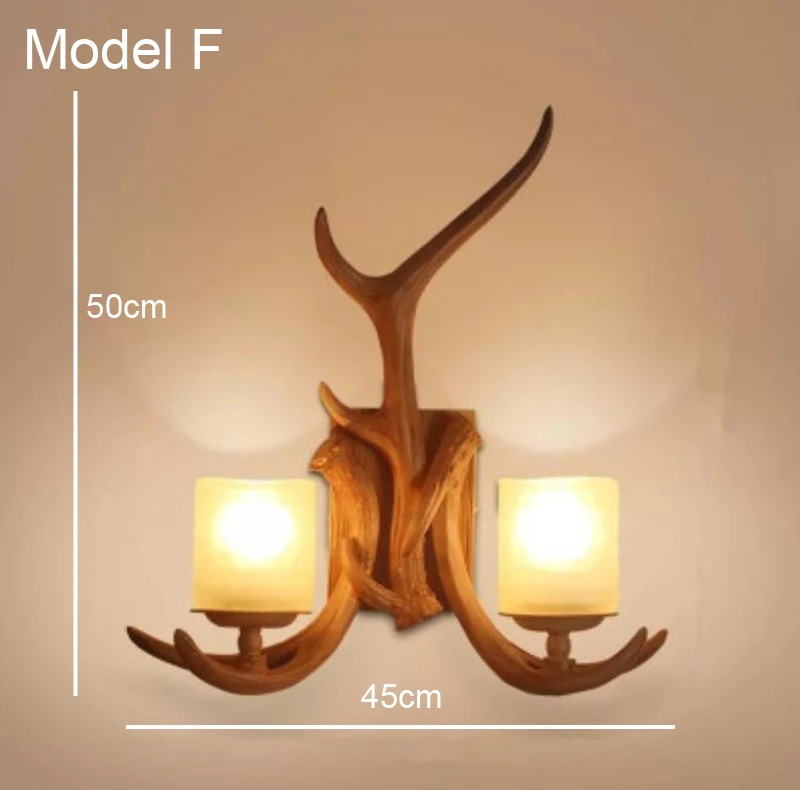Wooden feeling resin decorative LED wall light lamp sconce deer horn antler retro white deer wall lamp light LED tree branch