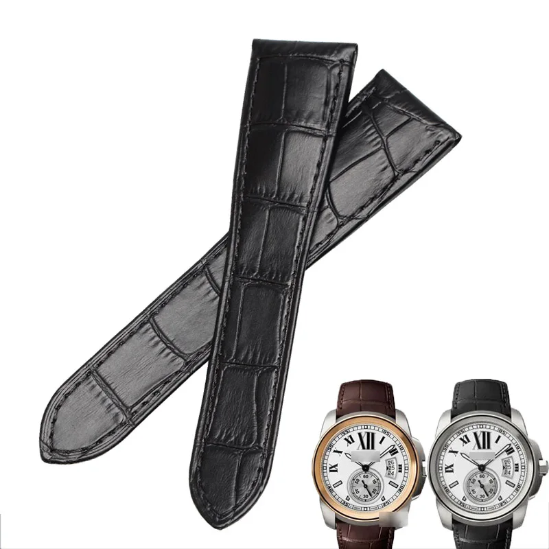 WENTULA Watchbands for CALIBRE DE CARTIER W7100037 W7100041 W7100039 calf-leather band Genuine Leather watchbands