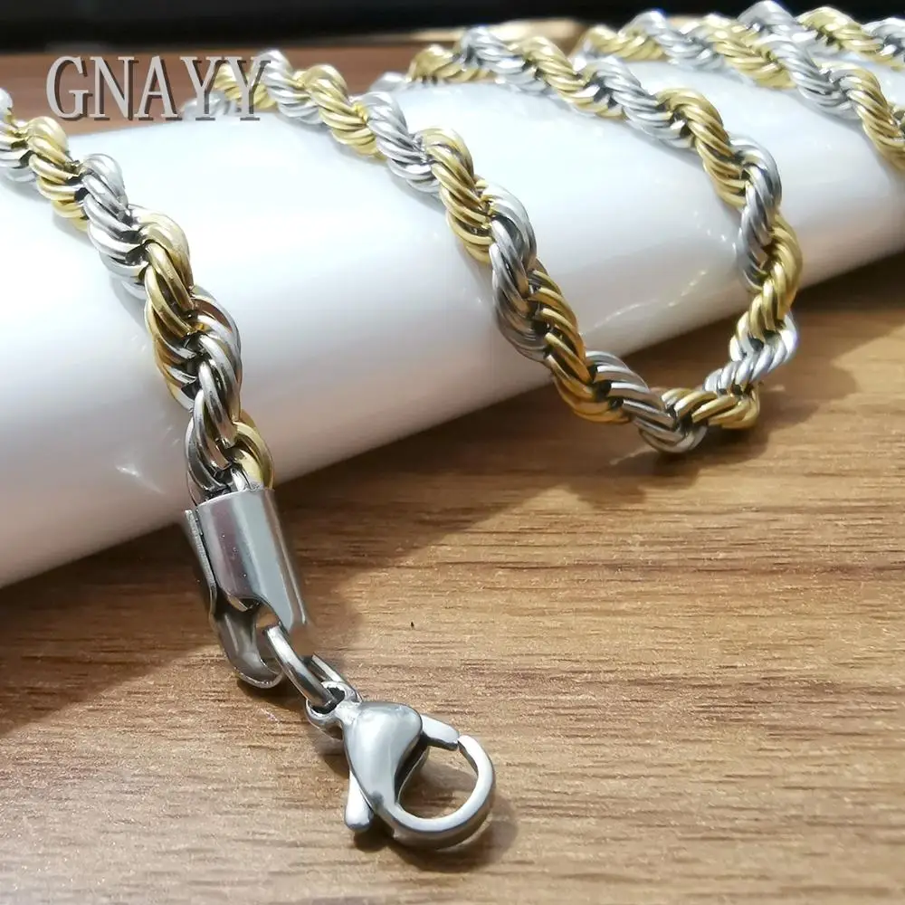 Huge 5mm 24 inch stainless steel fashion treny jewelry necklace rope chain for mens women