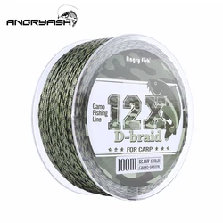 Angryfish Carp Fishing Line 12 Strands Weave D-braid 100 Meters Camo Braided PE Fish Line