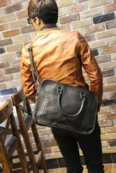 Woven briefcase2021 OL office man Briefcase The single shoulder bag fashion life simple bag  computer case