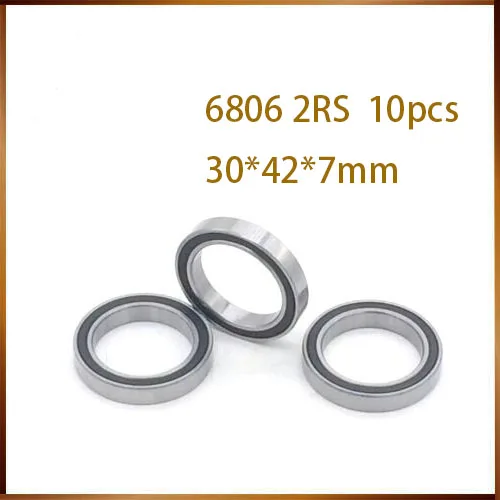 6806-2RS Bearing ABEC-1 (10PCS) 30x42x7 mm Thin Section 6806 2RS Ball Bearings 6806RS 61806 RS