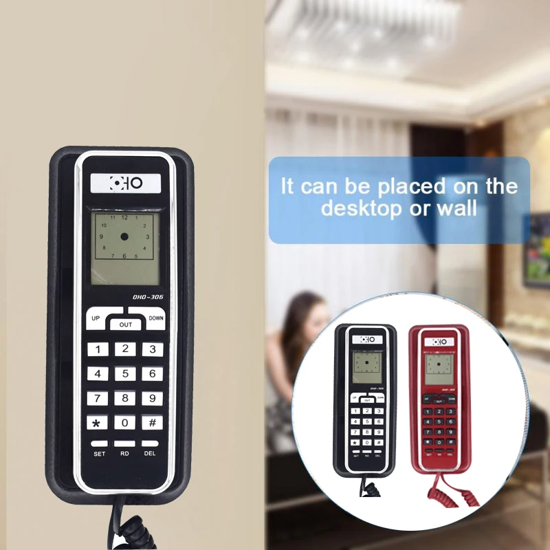 FSK/DTMF Corded Phone Caller ID Telephone Landline Telephones Fashion Extension Telephone for Home Office Hotel Black Red