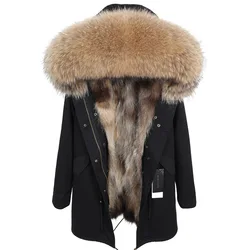 MAOMAOKONG 2020new winter women's clothing Natural Real Raccoon Fur Collar Park Jacket Detachable real raccoon fur lining