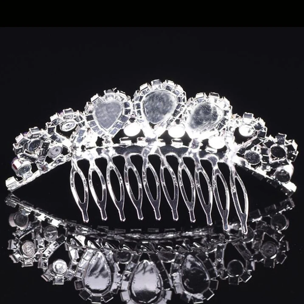 Cute Crystal Hair Comb Rhinestone Princess Crown Birthday Party Tiaras For Girls Kids Hair Jewelry Fashion Accessories