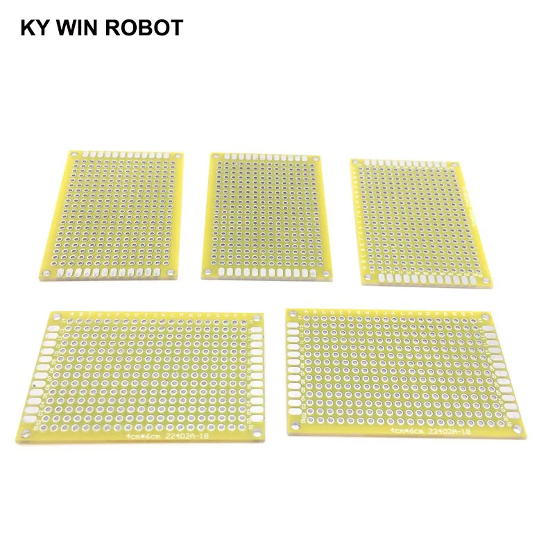 Bild 7: 5 stücke 4x6 cm 40x60mm Gelb Double Side Prototyp PCB Universal-Printed Circuit Board Protoboard für Arduino