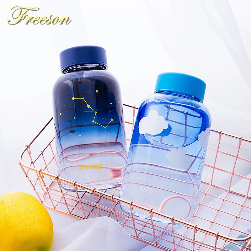 Sky Glass Water Bottle with Sleeve 600ml Cup Gradient Color Sport Bottles Fashion Camping Bottle Tour Drinkware Drop Shipping