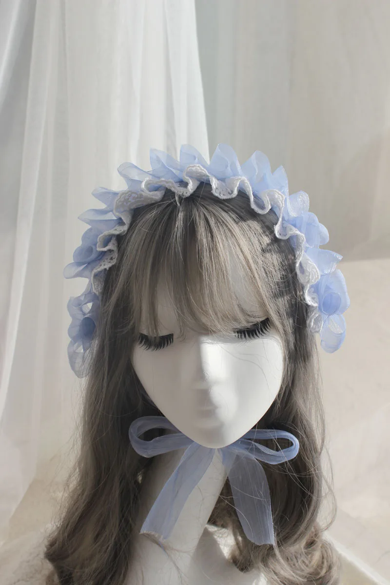 Faixa de cabelo lolita com clipe pequeno, estampa de anjo, lolita, imitação de lado bnt, colar de sapatos