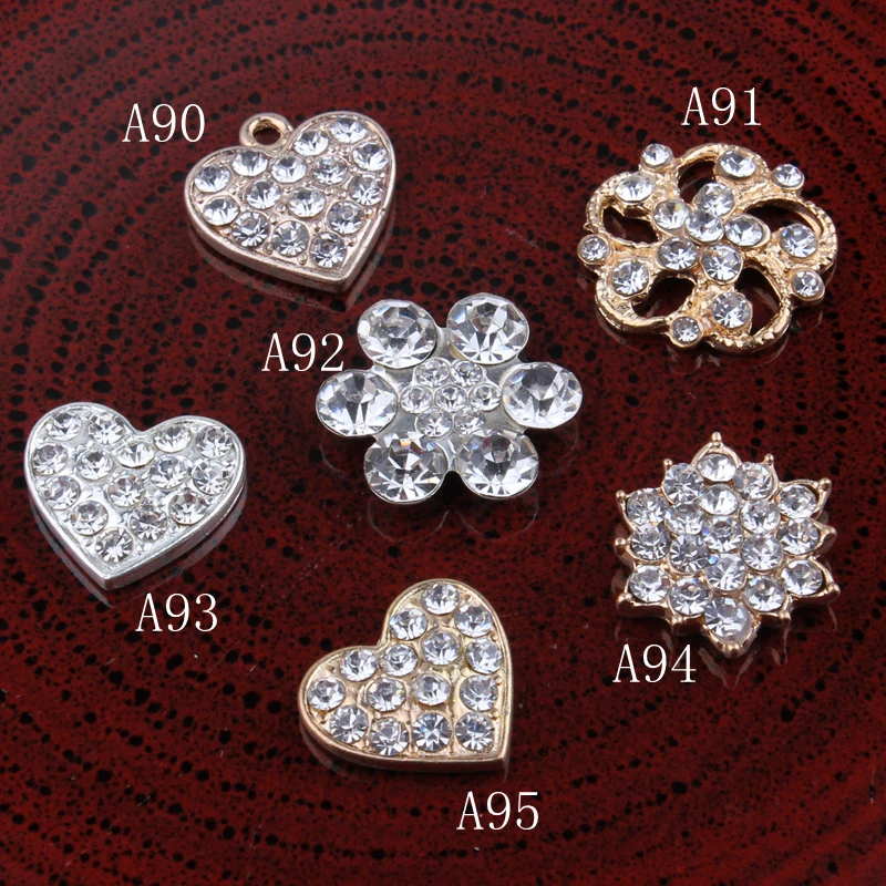 120pcs/lot Bling Clear Rhinestone Buttons For Headband Flower Center Metal Alloy Sliver Button For Wedding Invitation Accessory