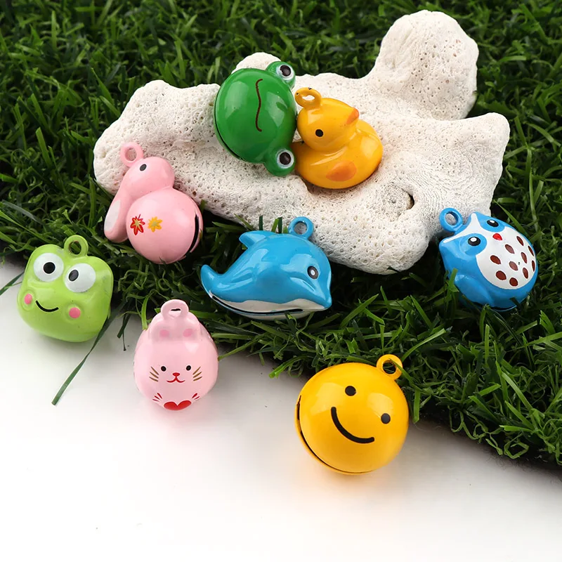 2PC Mix Cute Mini  Cat Fish Duck Rabbit Metal Jingle Bells Loose Beads Festival Party Decoration/Pet Bell/DIY Crafts Accessories