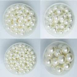 4-20mm Size Cabochon White Ivoy Color Pearl Imitation ABS Beads Round Loose Beads for Jewelry Marking DIY Earrings Bracelet