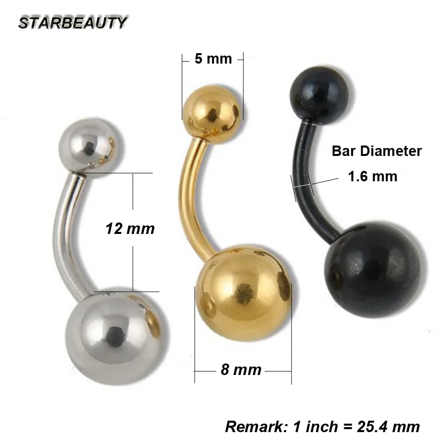 1pc/lot Colored Surgical Navel Ring Body Piercing De Umbigo, Sexy Belly Button Rings Industrial Percing Nombril Pircing Ombligo