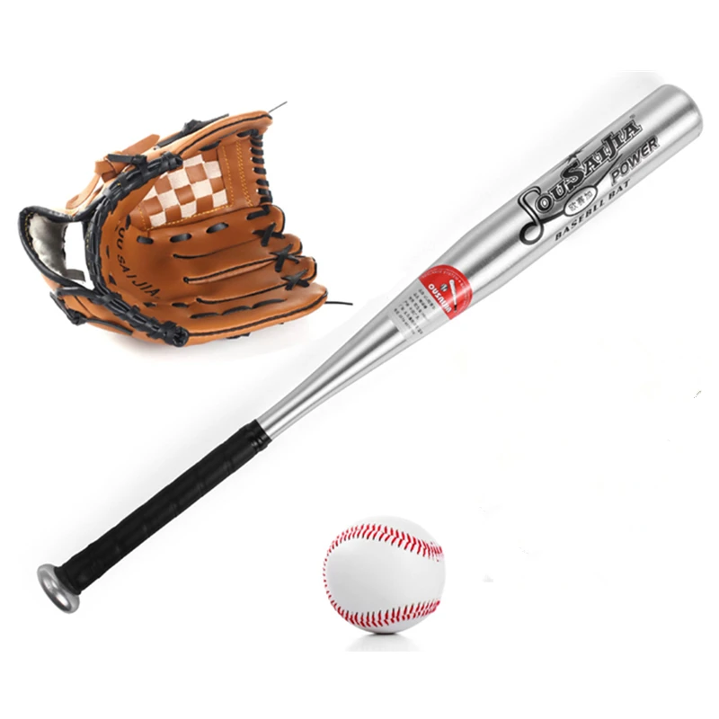 Outdoor Games Kids Sport Toys Baseball Set with Carrying Bag Aluminum Alloy Wood Bat, PU Leather Glove, 9'' Soft Baseball Toy