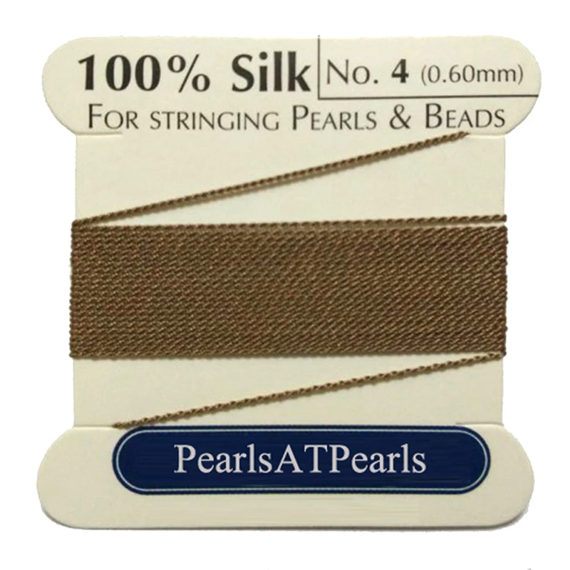 

2M Long 0.6mm in Diameter Beige 100% Natural Silk Beading Cord with Needle Attached