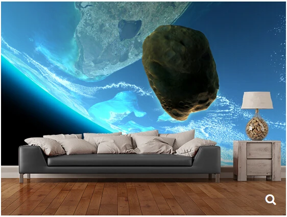 Custom universe wallpaper,Meteor tumbling towards earth,3D photo murals for living room bedroom backdrop waterproof wallpaper