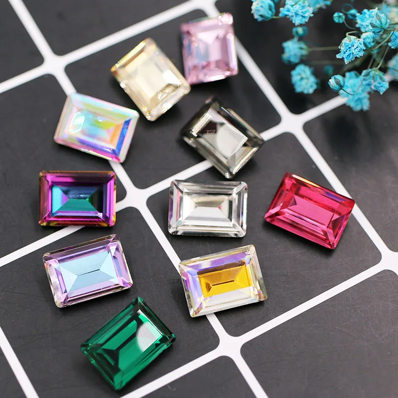 10x14mm rectangle pointback crystal strass k9 glass rhinestones for nail art clothing necklace earring Accessories