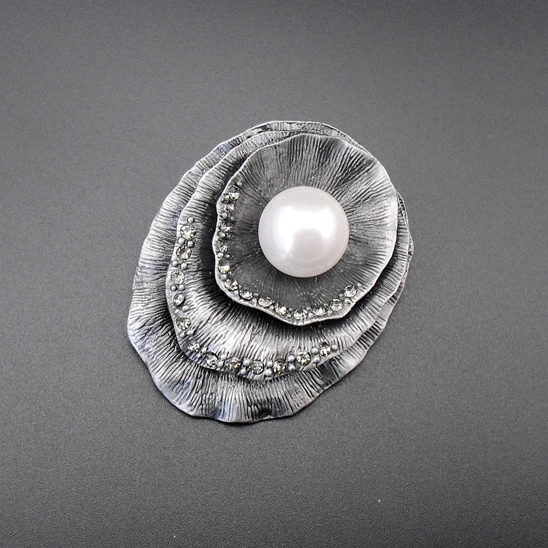 Retro Style Simulated Pearl Brooches Vintage Jewelry Black Gun Plated Metal Pin Brooch For Women Scarf Cilp, Item NO.: BH8100