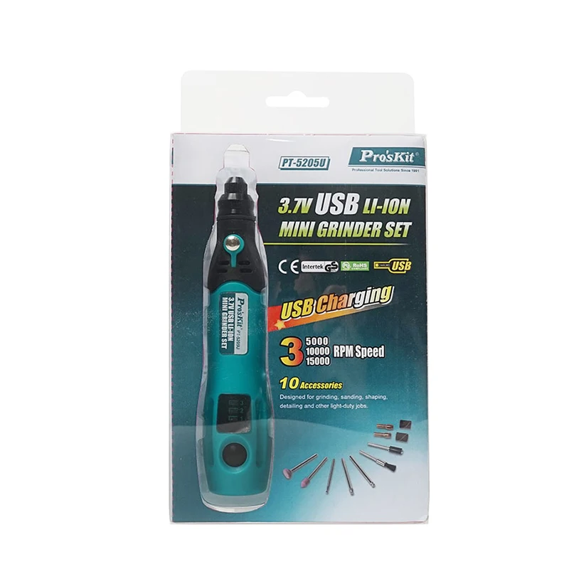 Pro'sKit PT-5205U 3.7V USB charge électrique meuleuse ensemble Li-ion Mini perceuse tournevis