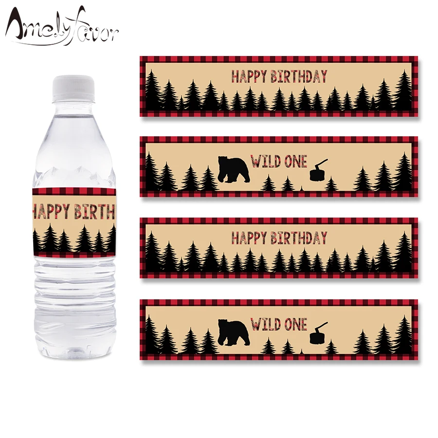 Lumberjack Party Water Bottle Labels Bear Water Bottle Labels Kids Birthday Party Decoration Supplies Lumberjack Baby Shower