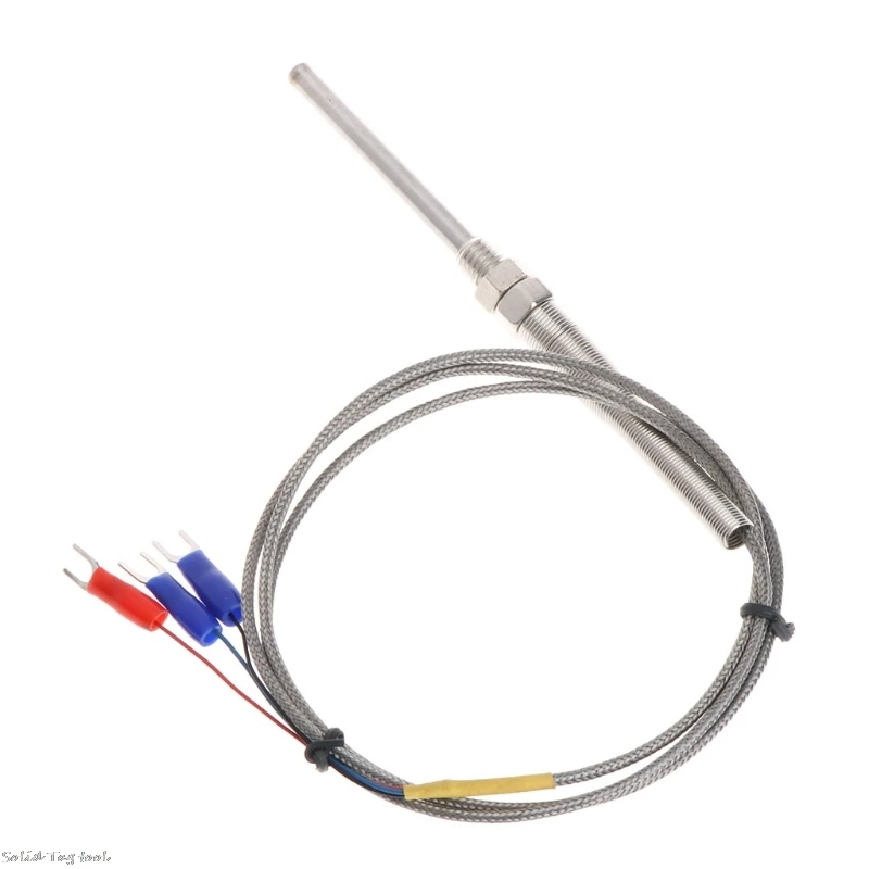 1M PT100 Thermocouple Probe 5mm 50mm 3-Wire Thread 3.3Ft Temperature 4XFD