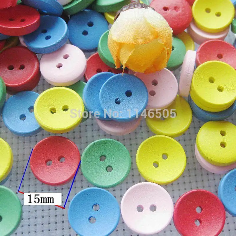 100pcs/lot Natural Wood Button mixed Color Sewing Children for decoration or Craft Accessorie Buttons scrapbooking products