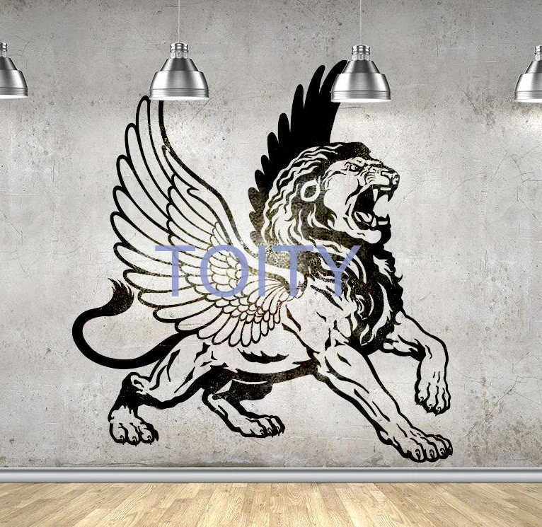 Winged Lion Wall Decal Greek Mythology Vinyl Sticker Home Room Interior Art Decor Mural Graphics H59cm x W57cm/23.3