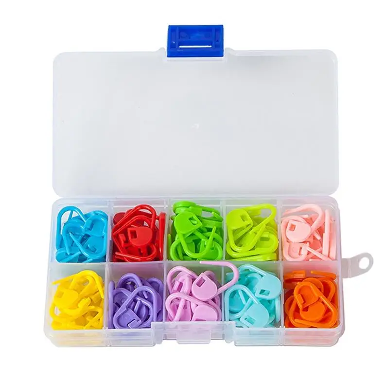 100pcs Mixed Color Mini Kniting Holder Needle Clip Craft Crochet Locking Plastic Mark Hook Kniting Accessories High Quality GYH