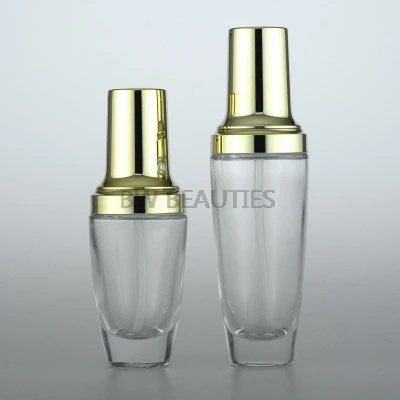 30ml 50ml Essence Emulsion Bottle With Lotion Pump Black Glass Bottle With Gold Pressure Pump Emulsion Liquid Bottle