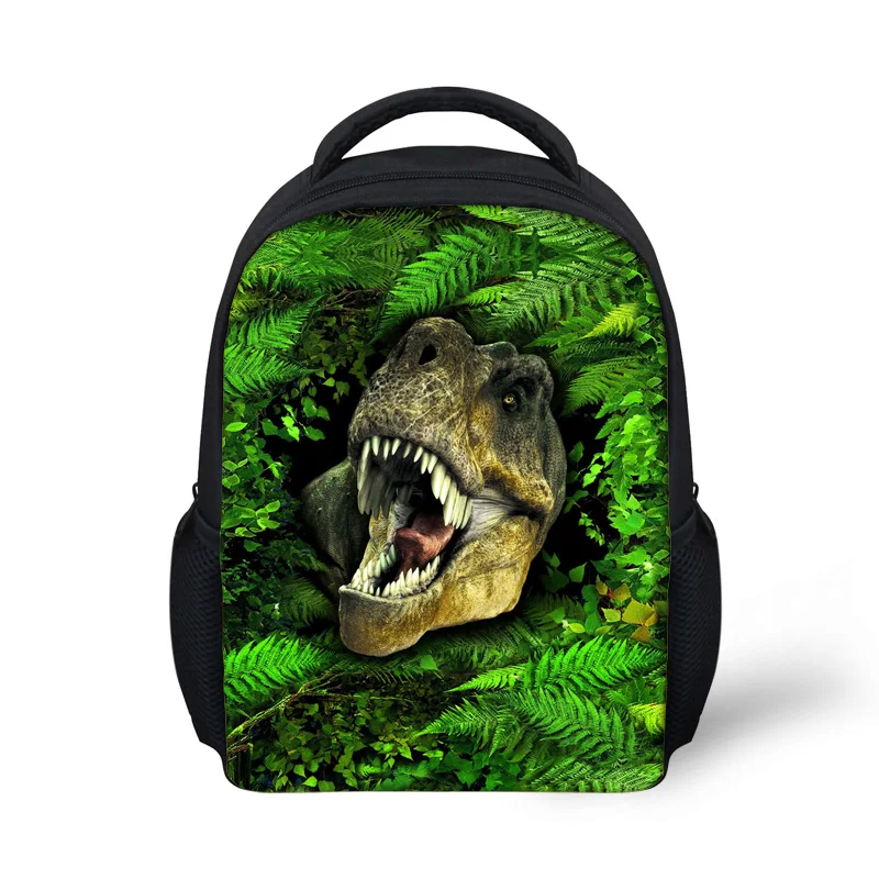 ELVISWORDS-Mochila Escolar con estampado de dinosaurio verde 3D para niños, morral Escolar para guardería, Mochila Escolar para niños y niñas