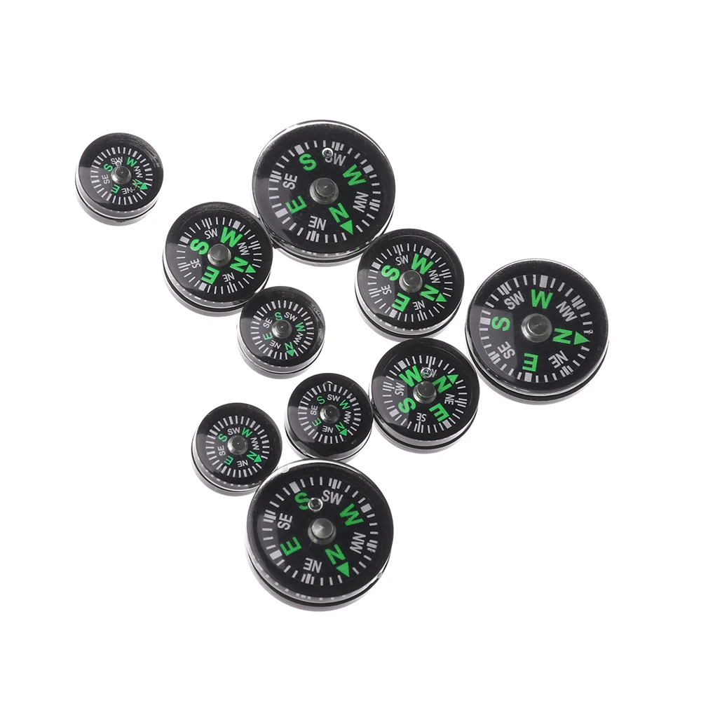 10 PCs Portable Mini Camping Hiking North Navigation Handheld Accurate Compass Survival Compasses Button Design Practical Guider