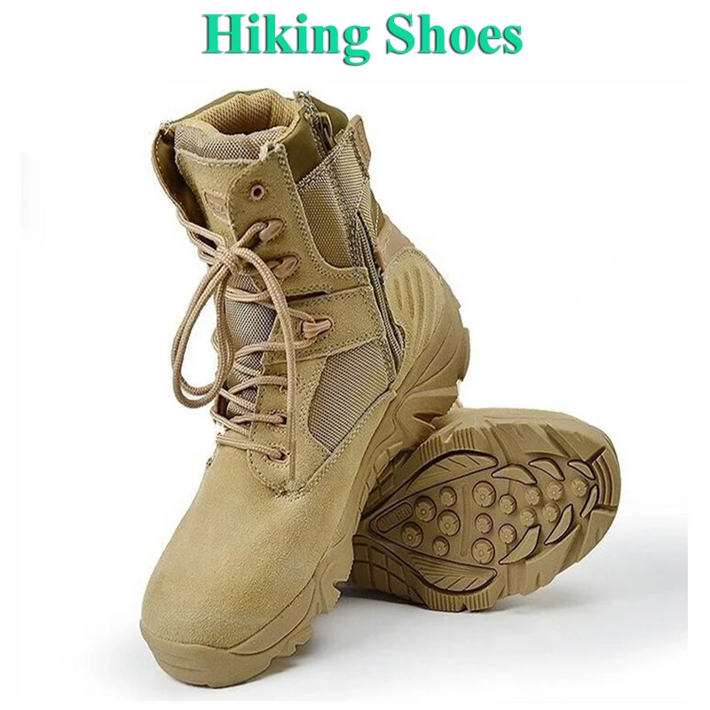 

Tactical Combat Men Leather Sneakers Hiking Shoes Mountain Climbing Boots Outdoor Sport Military Trekking Shoes Camping Botas