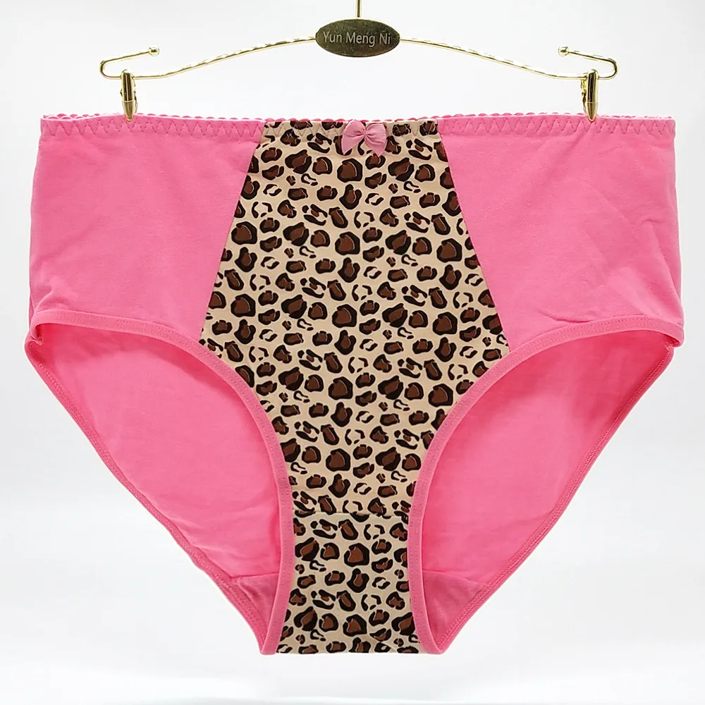 New Style 4pcs/lot Big Yards 2XL/3XL/4XL Leopard Ladies Cotton Underwear Women's Panties Large Plus Size Mummy Briefs 89282