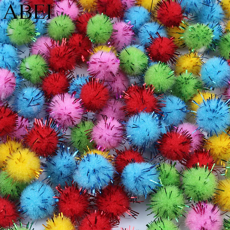 12mm 15mm 20mm Sparkly Pom Poms Glitter Tinsel Pompones DIY Sewing Garments Accessories Pompom Ball Wedding Christmas Decoration