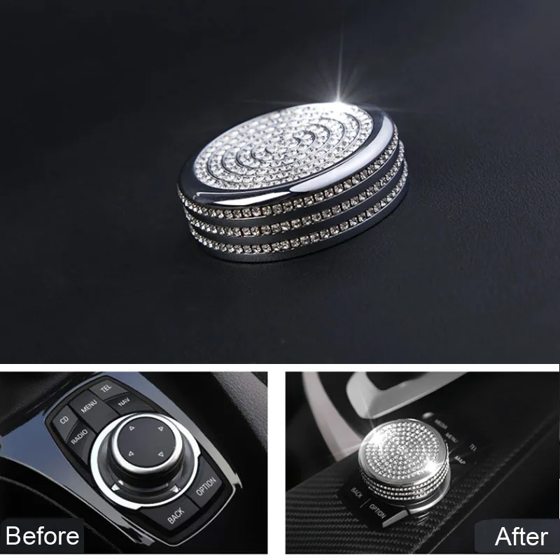 Crystal iDrive Multimedia Buttons Cover Addon Parts Interior Fit For BMW 1 2 3 4 5 7 Series X1 X3 X4 X5