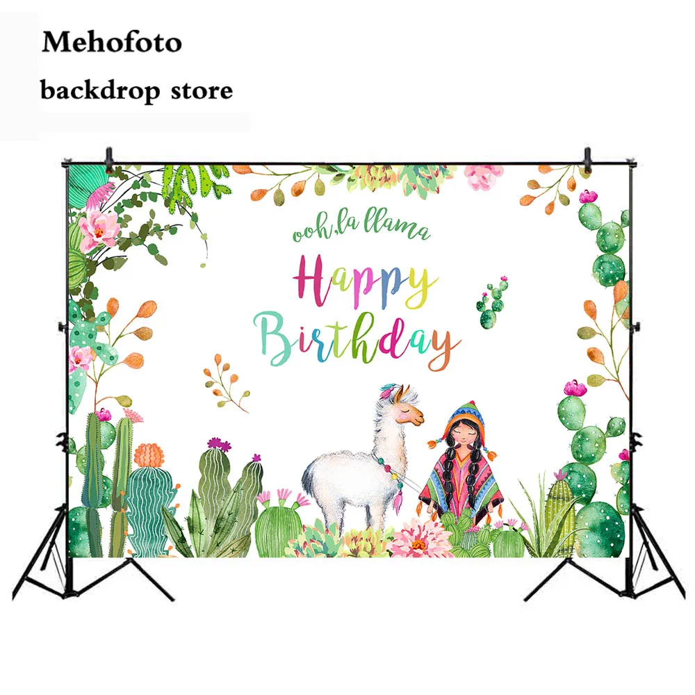 

Llama Happy Birthday Theme Party Decoration Green Photo Background Banner Fiesta Style Backdrop Parties Banner 196