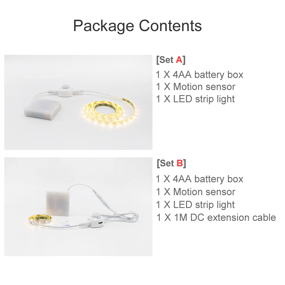 Battery LED Tape Motion Sensor 2M 3M 4M 5M PIR LED Strip 5V SMD 2835 Battery Operated Powered Stripe Ribbon Lighting for Cabinet