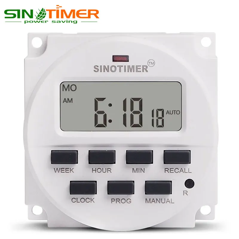 1.6 Inch BIG LCD 220V AC 7 Days Weekly Programmable Timer Switch Time Relay Built-in Rechargeable Battery for Lights Control