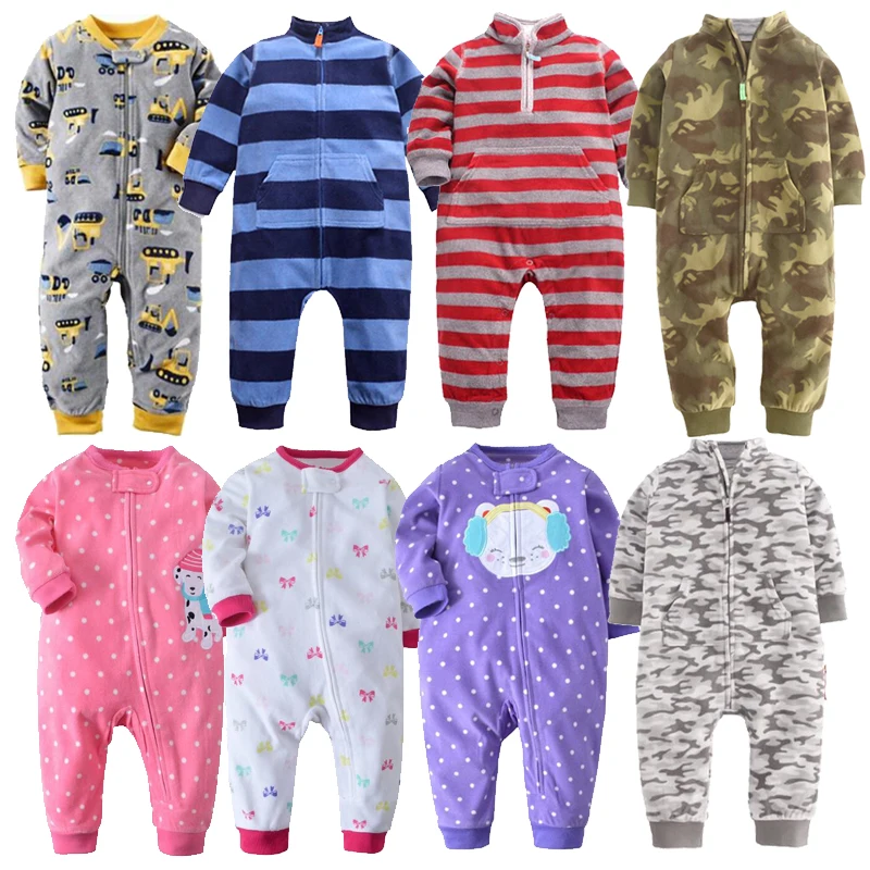 2022 Baby Clothes Bebes Jumpsuit Collar Fleece Newborn Pajamas Infants Boys Clothing Toddler Girls Outfits Coveralls Outwear