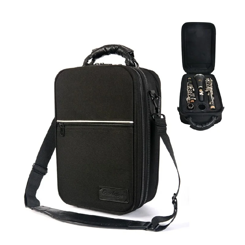 Black Clarinet Bag Hidden Double Shoulder Strap Bb Clarinet Case 17Key Clarinet Box Portable Shoulder Clarinet Backpack Bags Box