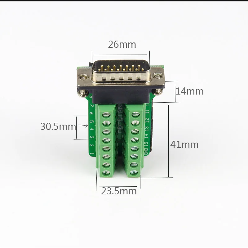 DB15 Connectors D-SUB15 Male 2 Row 15 Pin Plug Breakout Terminals Board Connector Nut Type DB15 female No welding connector DIY