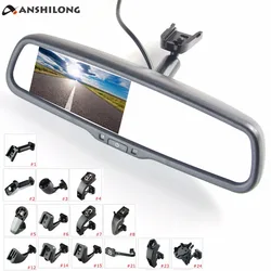 ANSHILONG – moniteur de voiture avec rétroviseur LCD TFT 4.3 pouces, entrée vidéo 2Ch avec un support de montage spécial