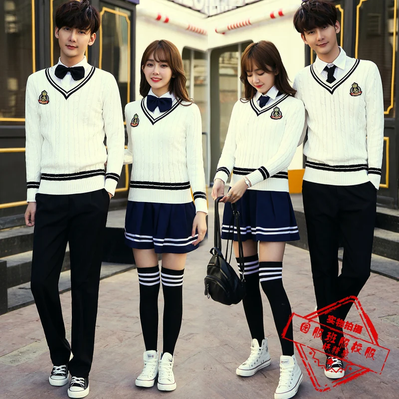 Korea Institute of wind uniforms middle school boys and girls sweater suit class service England autumn and winter choral servic