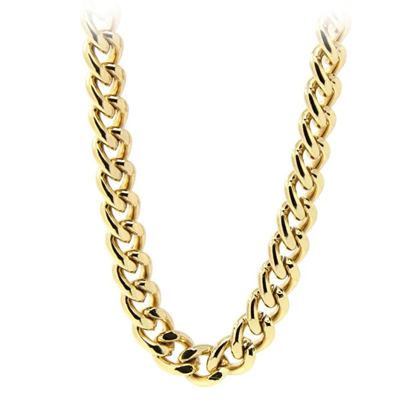 High Quality Heavy 10mm Men Necklace Chain 24k Gold Color Filled Fashion Jewelry Cuban Chain Necklaces For Male