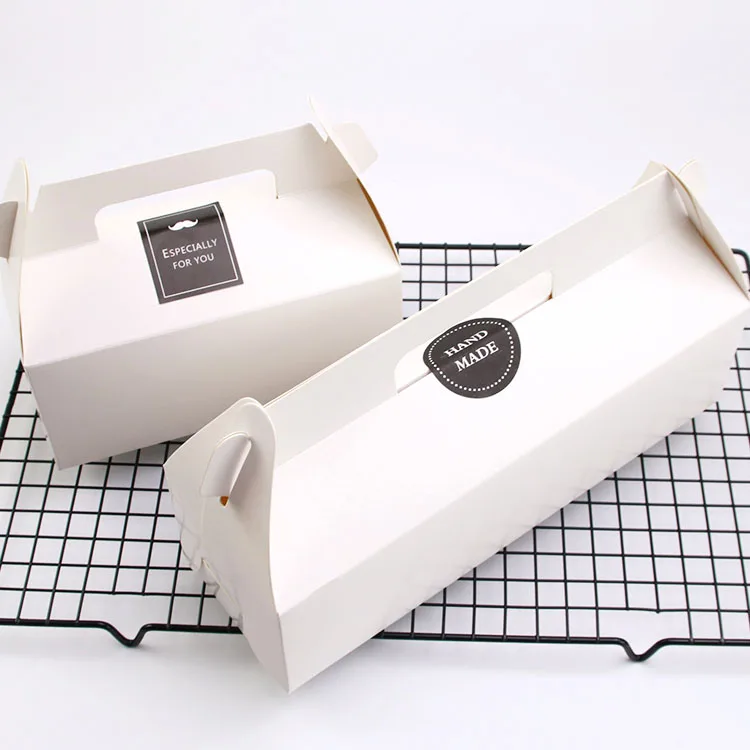 

2 Size White Hand Cake Paper Box Wedding Party Cookie Food Packing Box With Handle 100pcs/lot Free shipping